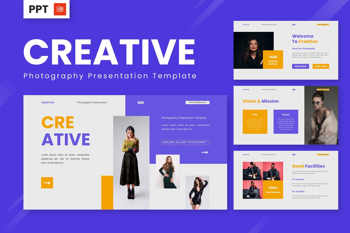 Template Powerpoint Kreatif untuk Fotografi yang Menarik