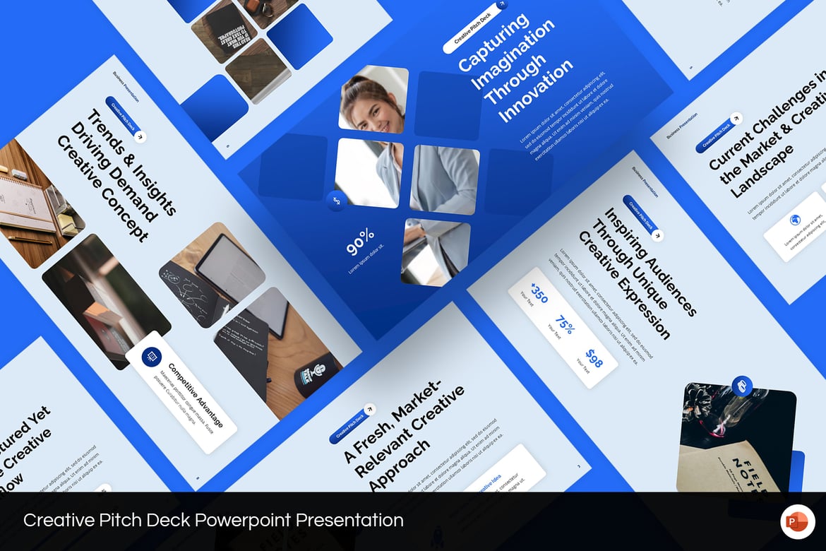 Template Presentasi Pitch Deck Kreatif untuk PowerPoint