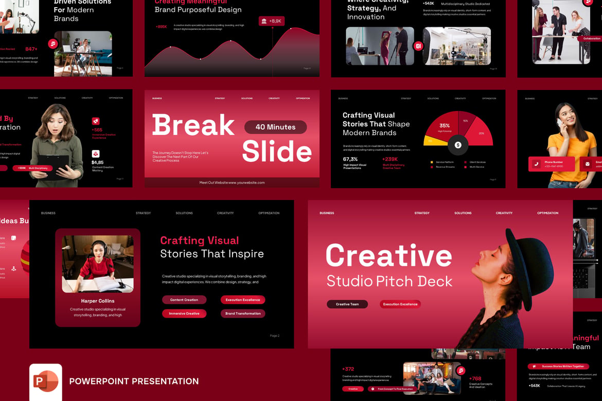 Template Presentasi Pitch Deck Kreatif untuk PowerPoint