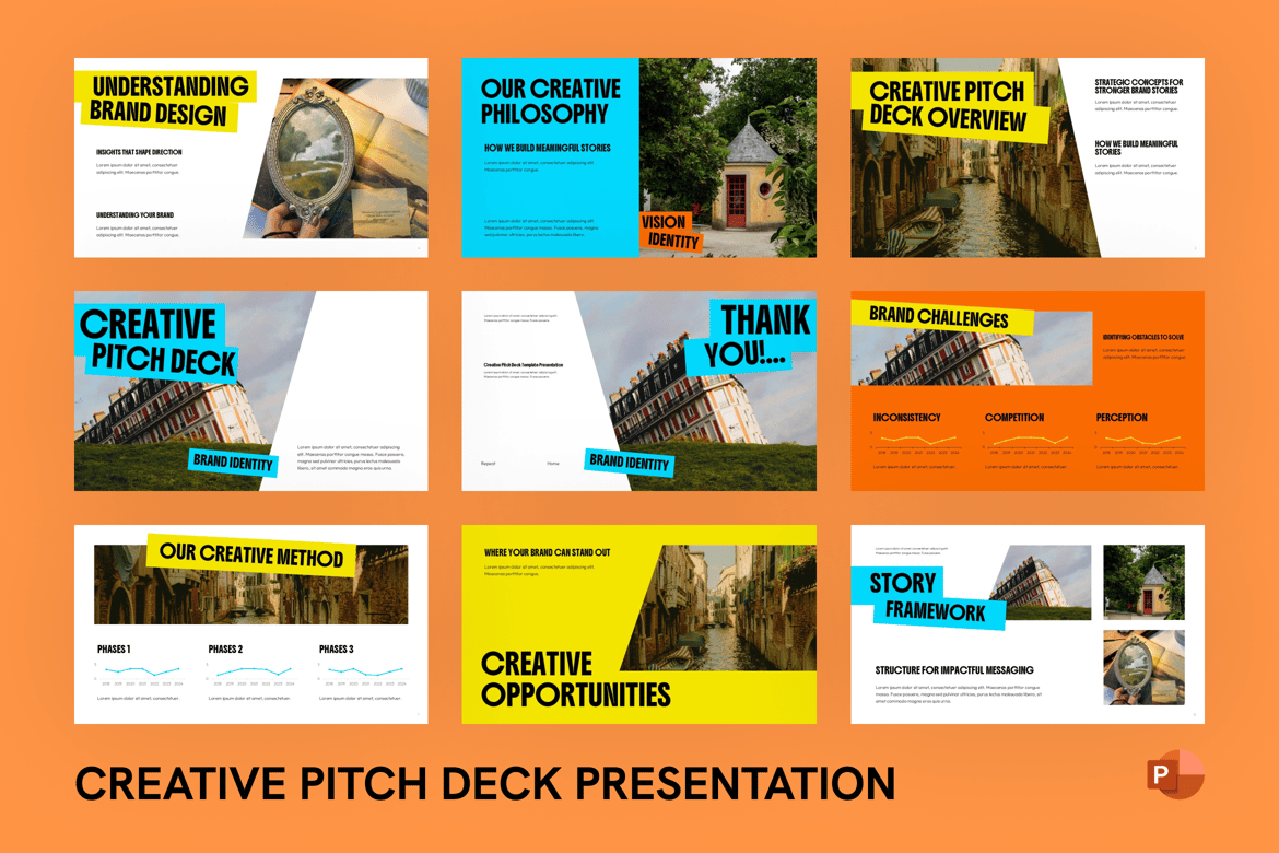 Template PowerPoint Pitch Deck Kreatif untuk Ide Inovatif