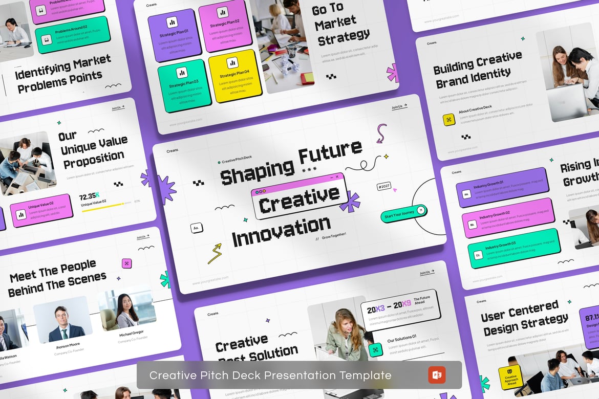 Template Presentasi PowerPoint Pitch Deck Kreatif yang Menarik