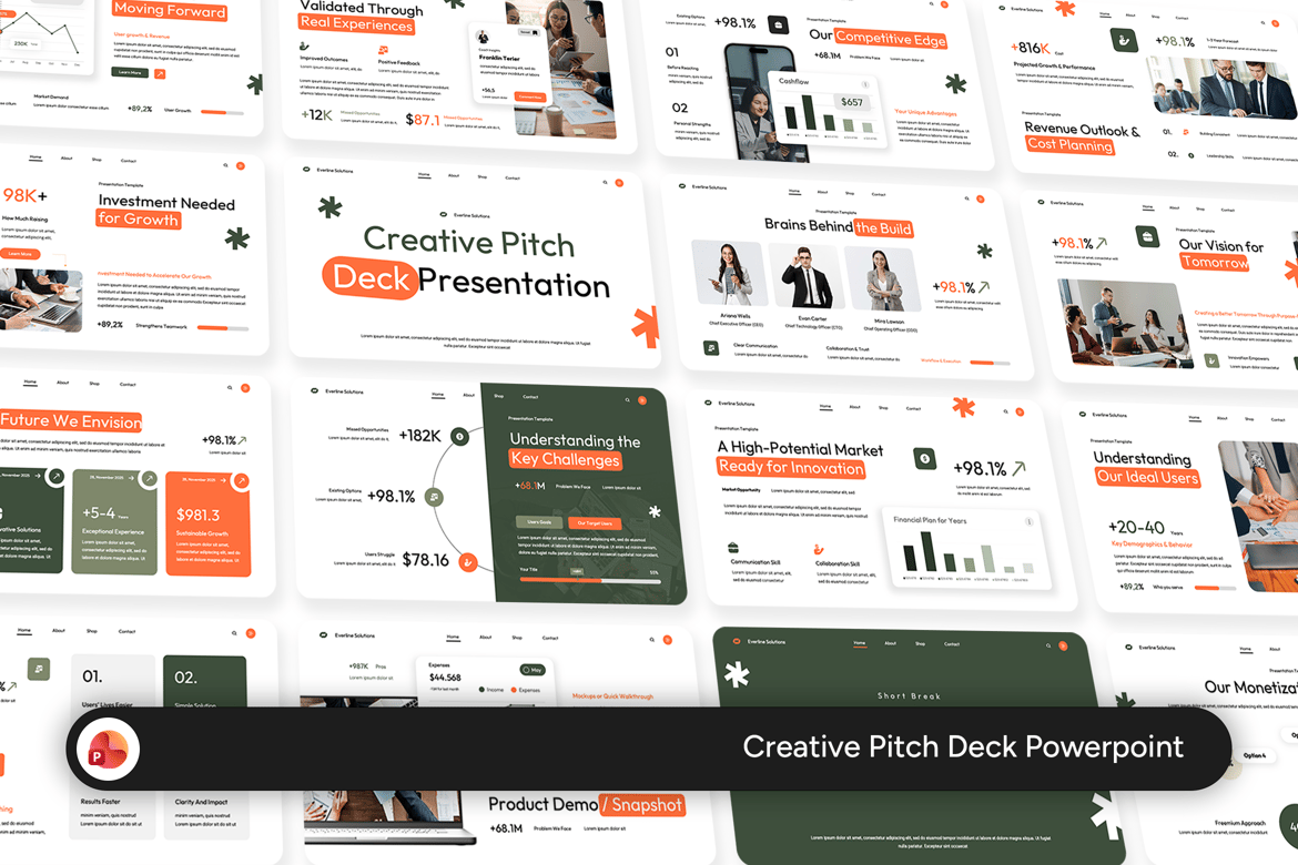 Template Presentasi PowerPoint Pitch Deck Kreatif yang Profesional