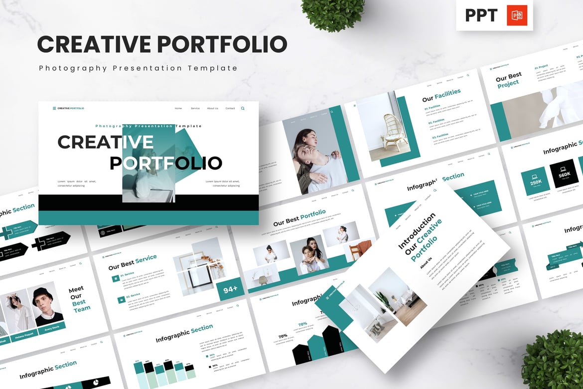 Template Presentasi Kreatif - Portofolio Fotografi PowerPoint