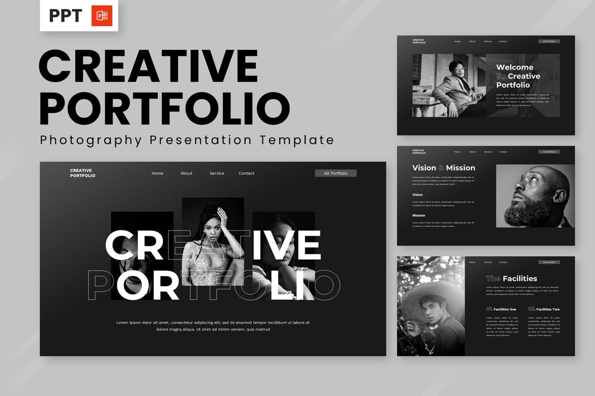 Template Powerpoint Kreatif untuk Portofolio Fotografi