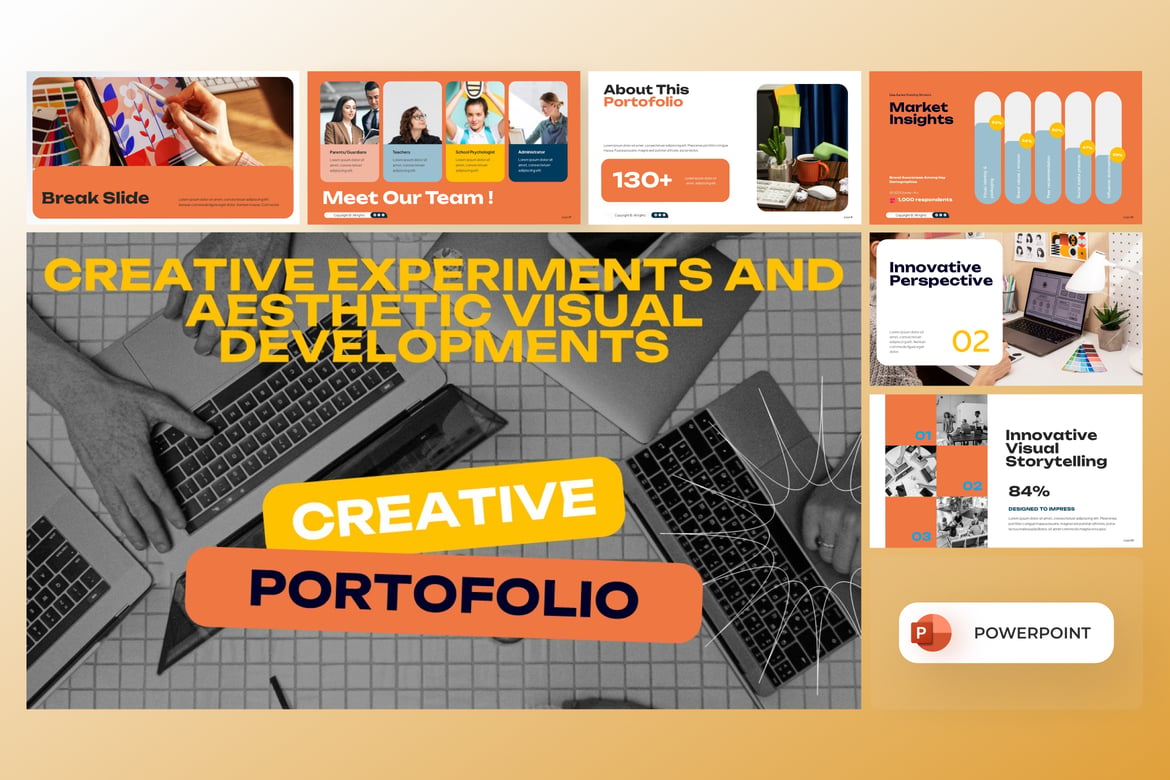 Template PowerPoint Portofolio Kreatif yang Menarik