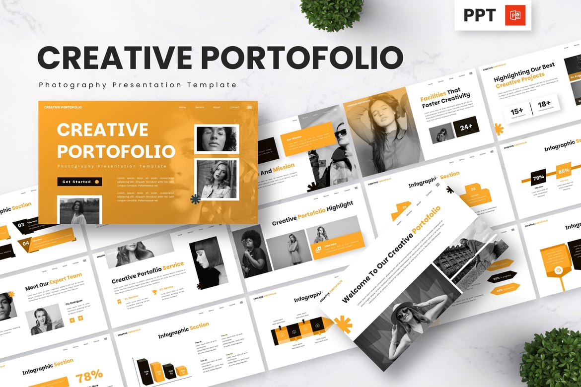 Template Presentasi Portofolio Kreatif - PowerPoint untuk Fotografi
