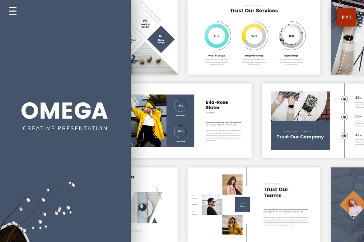 Template Presentasi PowerPoint Kreatif Omega