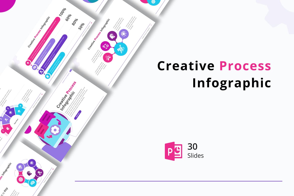 Template Powerpoint Infografis Proses Kreatif yang Menarik