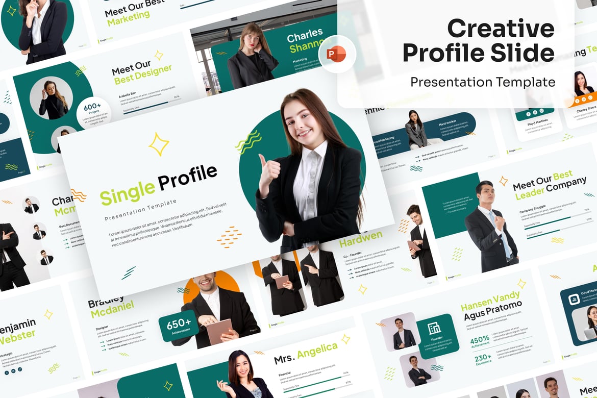 Template PowerPoint Profil Kreatif yang Menarik
