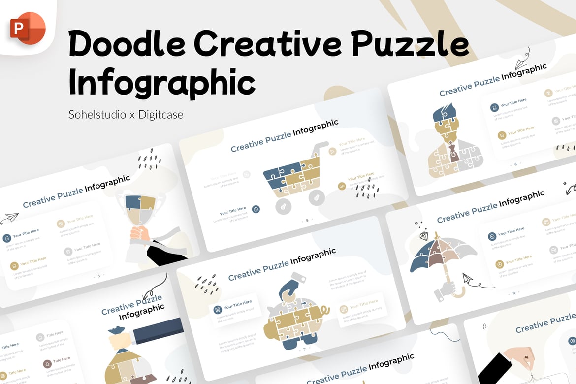 Template Presentasi PowerPoint Infografik Puzzle Kreatif