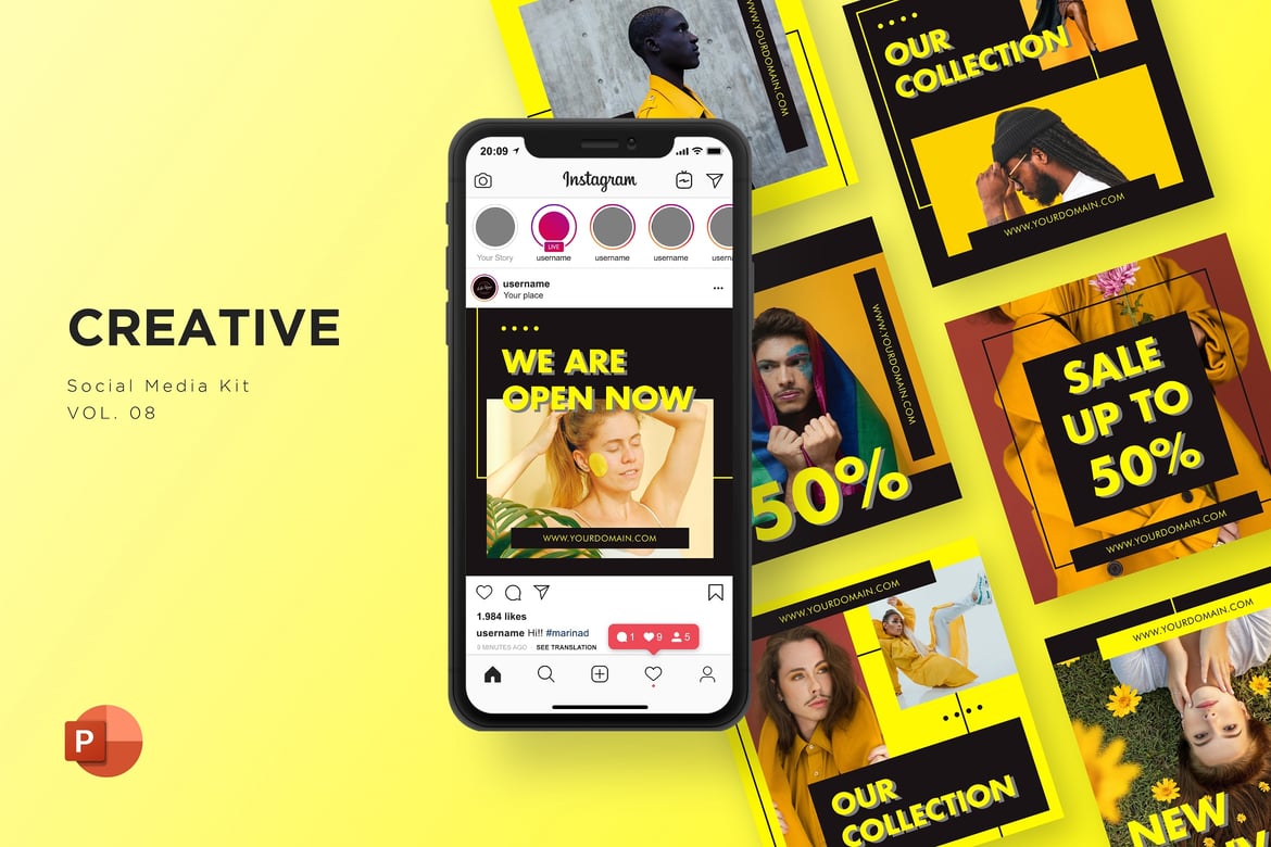 Template Presentasi Media Sosial Kreatif Vol. 08 - PowerPoint