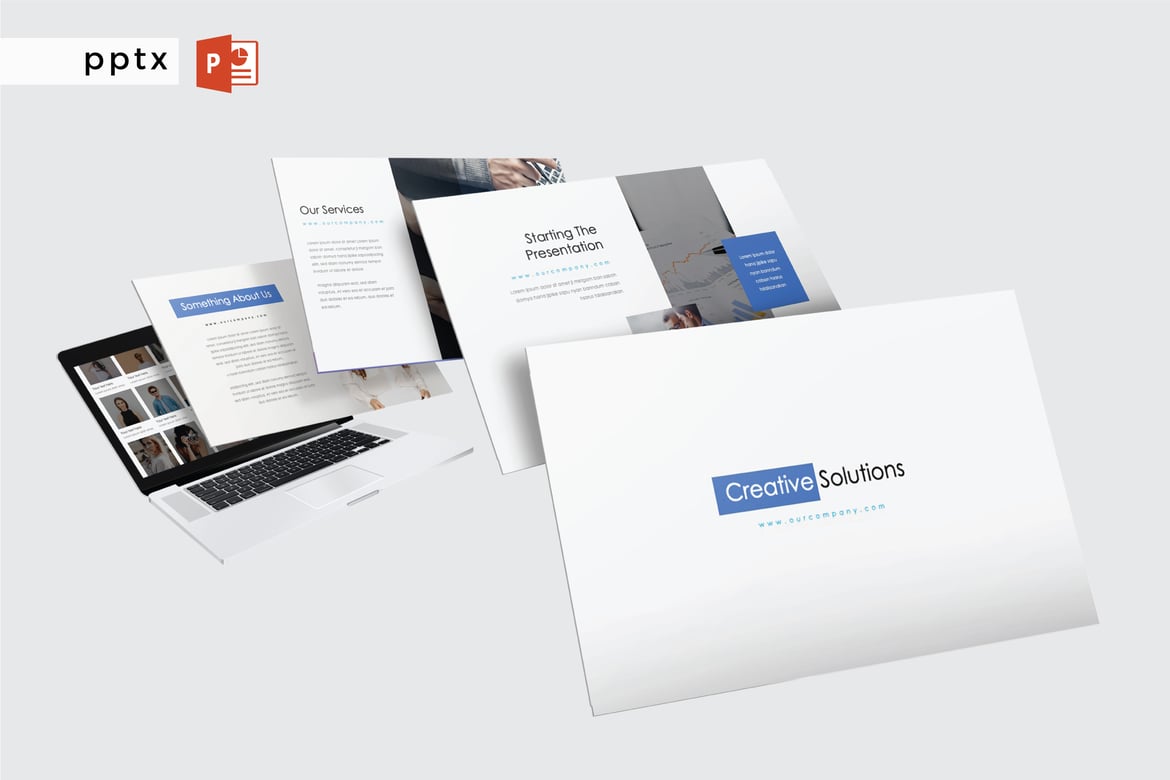Template Presentasi PowerPoint Modern - CREATIVE SOLUTIONS V572