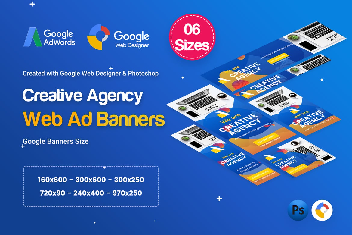 Template Website Spanduk Kreatif untuk Startup - HTML5 D38