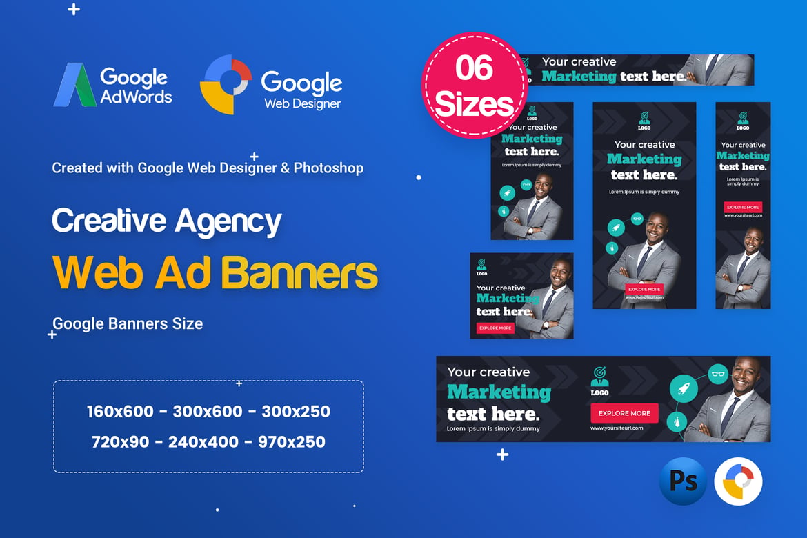 Template Website Banners Kreatif untuk Startup - HTML5 D61