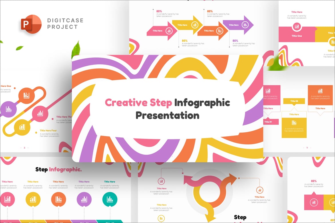 Template Presentasi PowerPoint Infografis Kreatif dengan Gaya Groovy