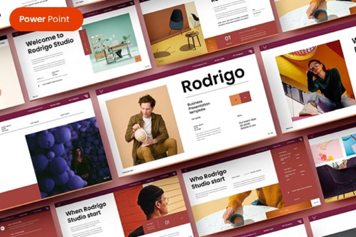 Template Presentasi Kreatif Studio – PowerPoint yang Modern