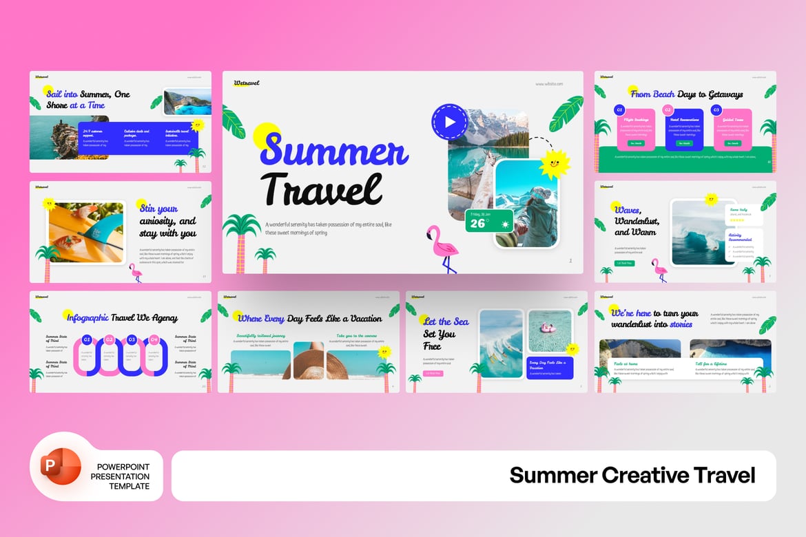 Template PowerPoint Kreatif untuk Musim Panas yang Menarik