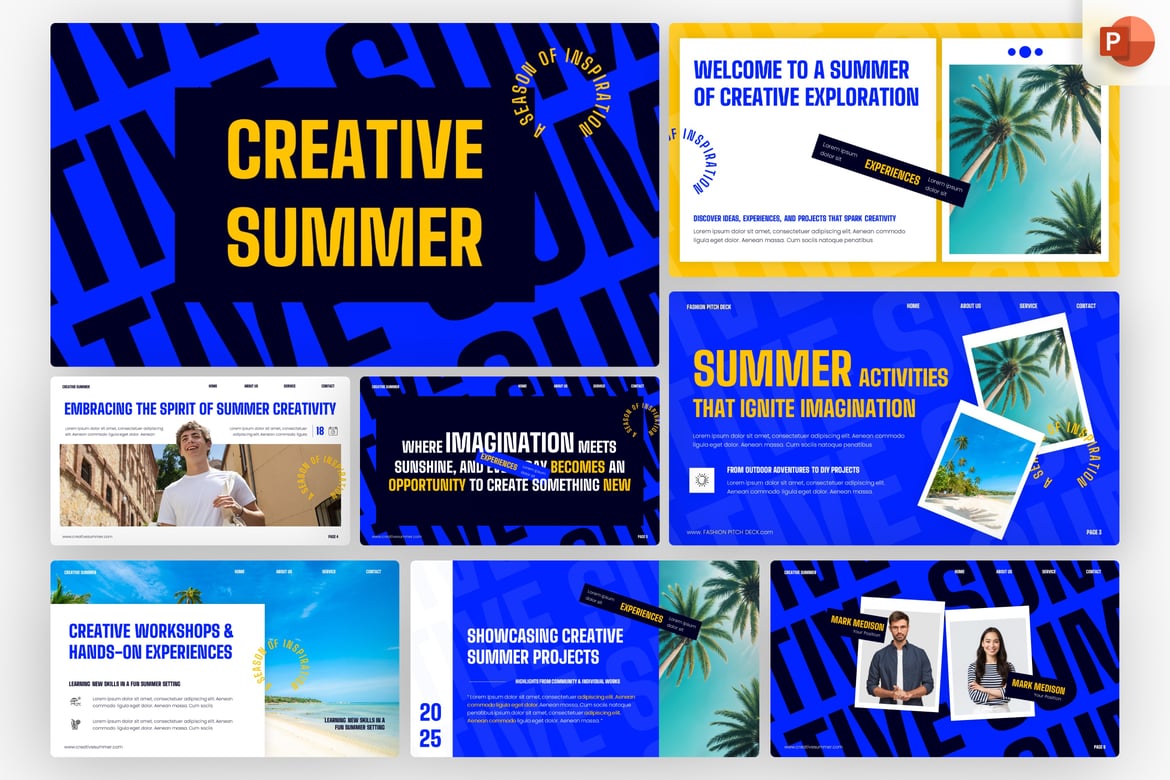 Template PowerPoint Musim Panas Kreatif yang Energik