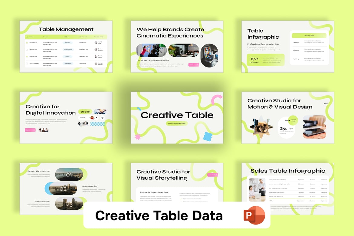 Template PowerPoint Tabel Data Kreatif untuk Presentasi Profesional