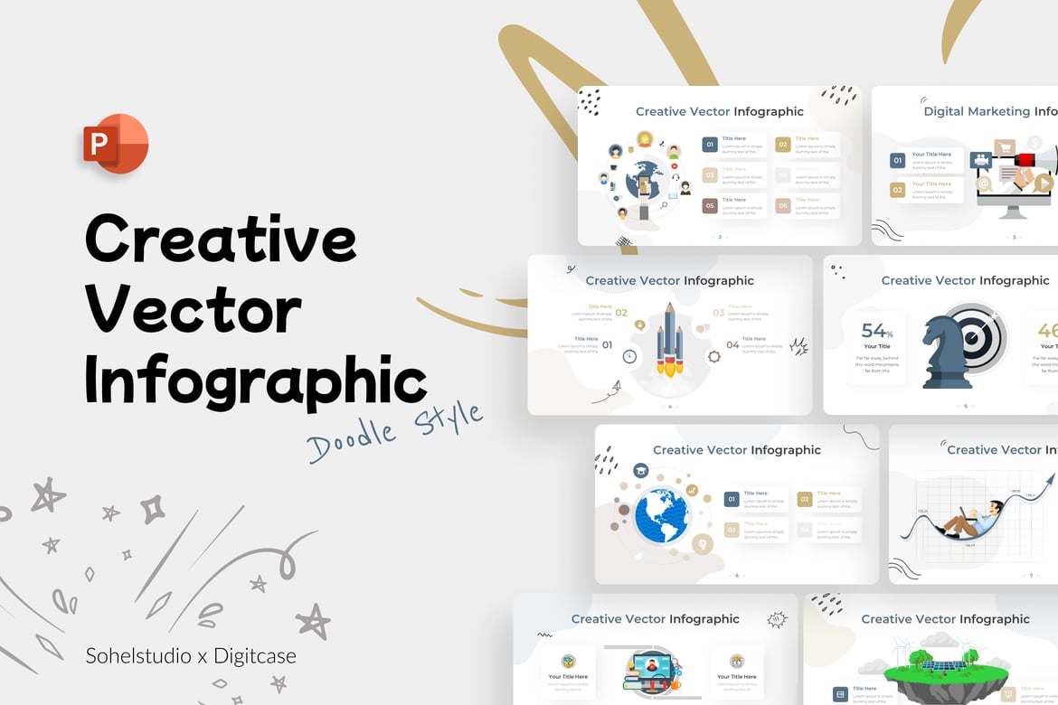 Template Presentasi PowerPoint Infografik Kreatif yang Menarik