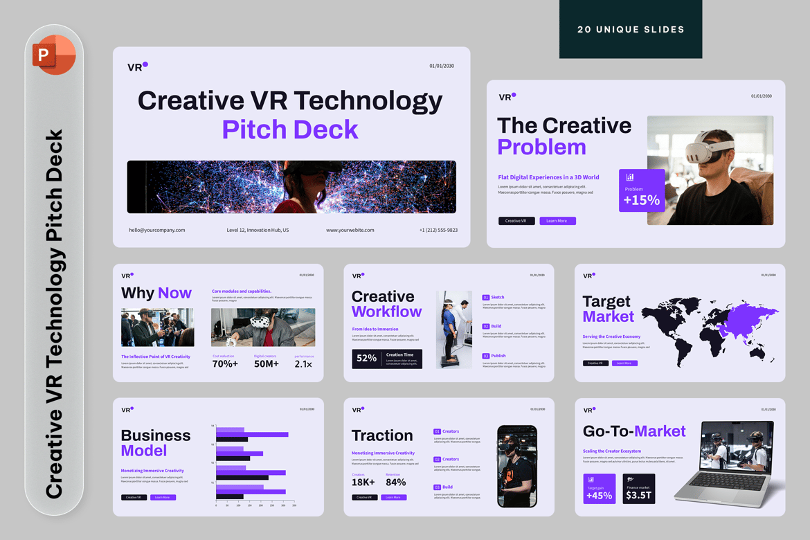 Template Presentasi PowerPoint Teknologi VR Kreatif yang Menarik