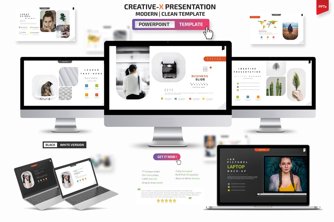 Template Presentasi Powerpoint Kreatif-X yang Menarik