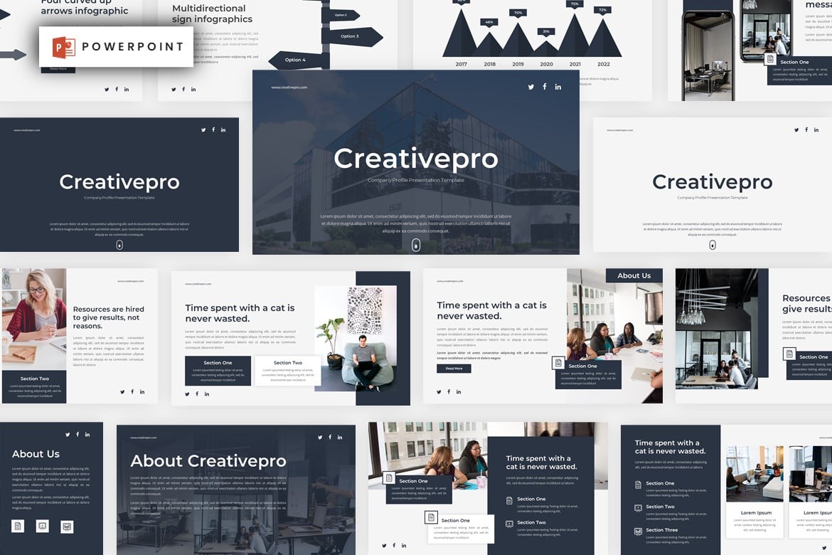 Template Powerpoint Profil Perusahaan Creativepro yang Modern dan Profesional