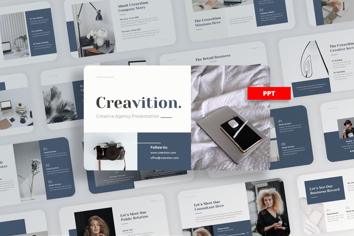 Creavition - Template PowerPoint untuk Agensi Kreatif yang Menarik