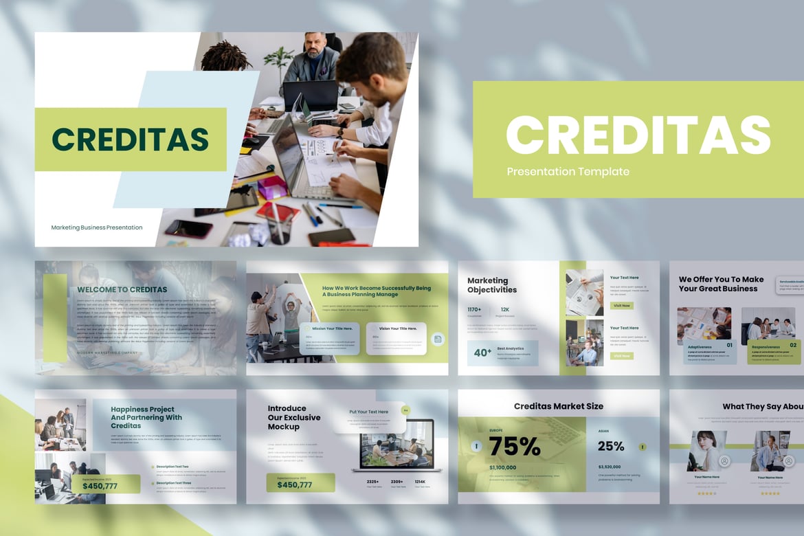 Template Presentasi PowerPoint Creditas untuk Bisnis yang Menarik