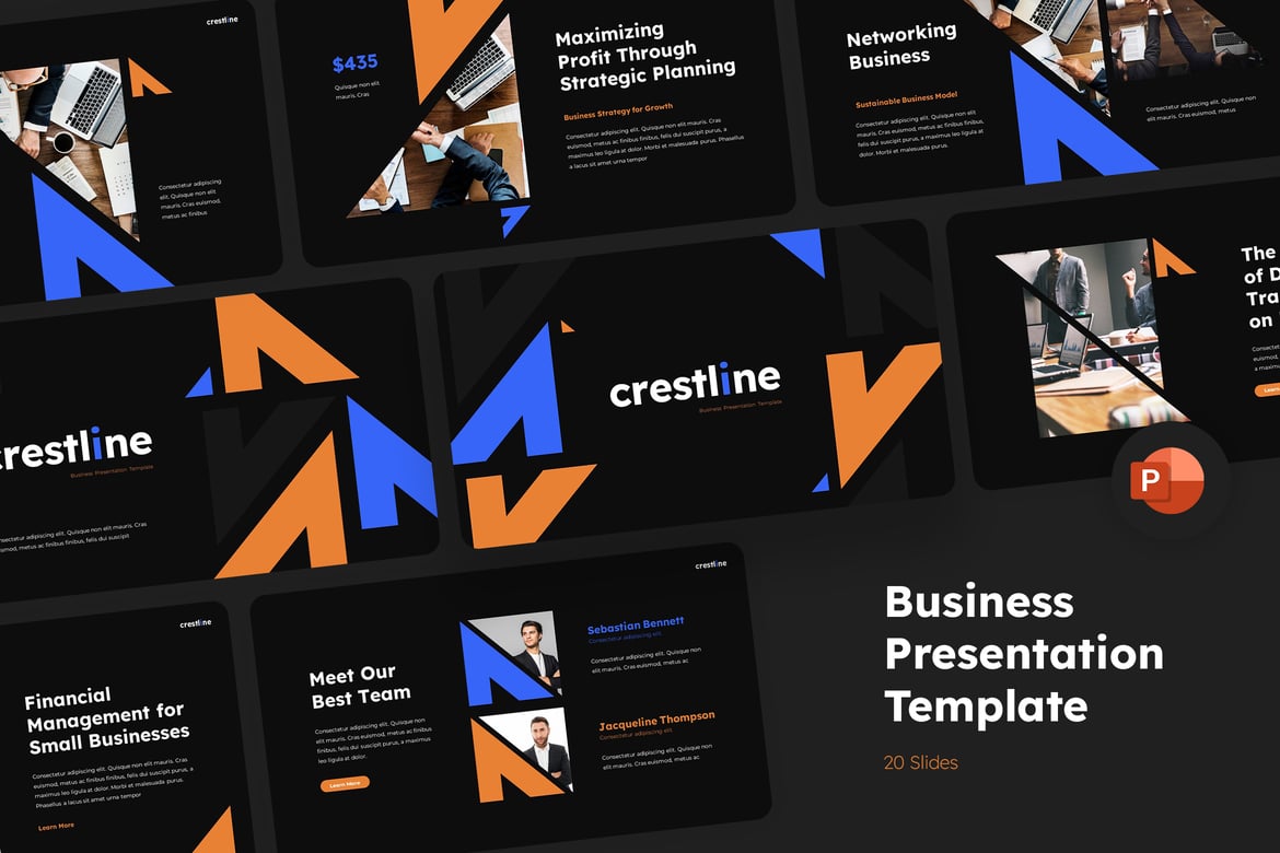 Template Presentasi Bisnis Crestline yang Kreatif dan Mudah Disesuaikan