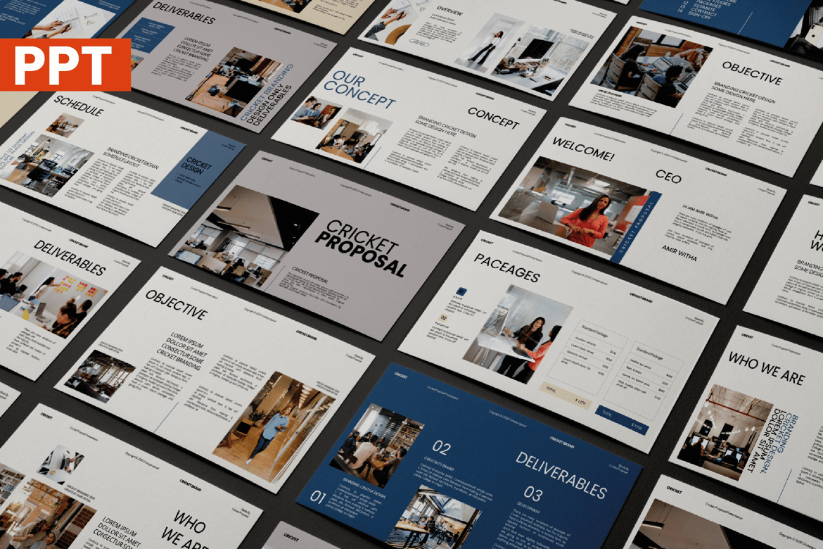 Template Presentasi PowerPoint Cricket yang Menarik dan Modern