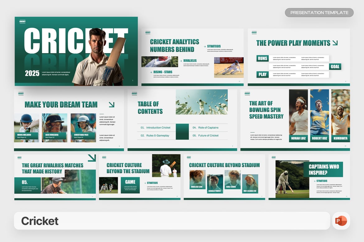 Template PowerPoint Cricket yang Menarik dan Serbaguna