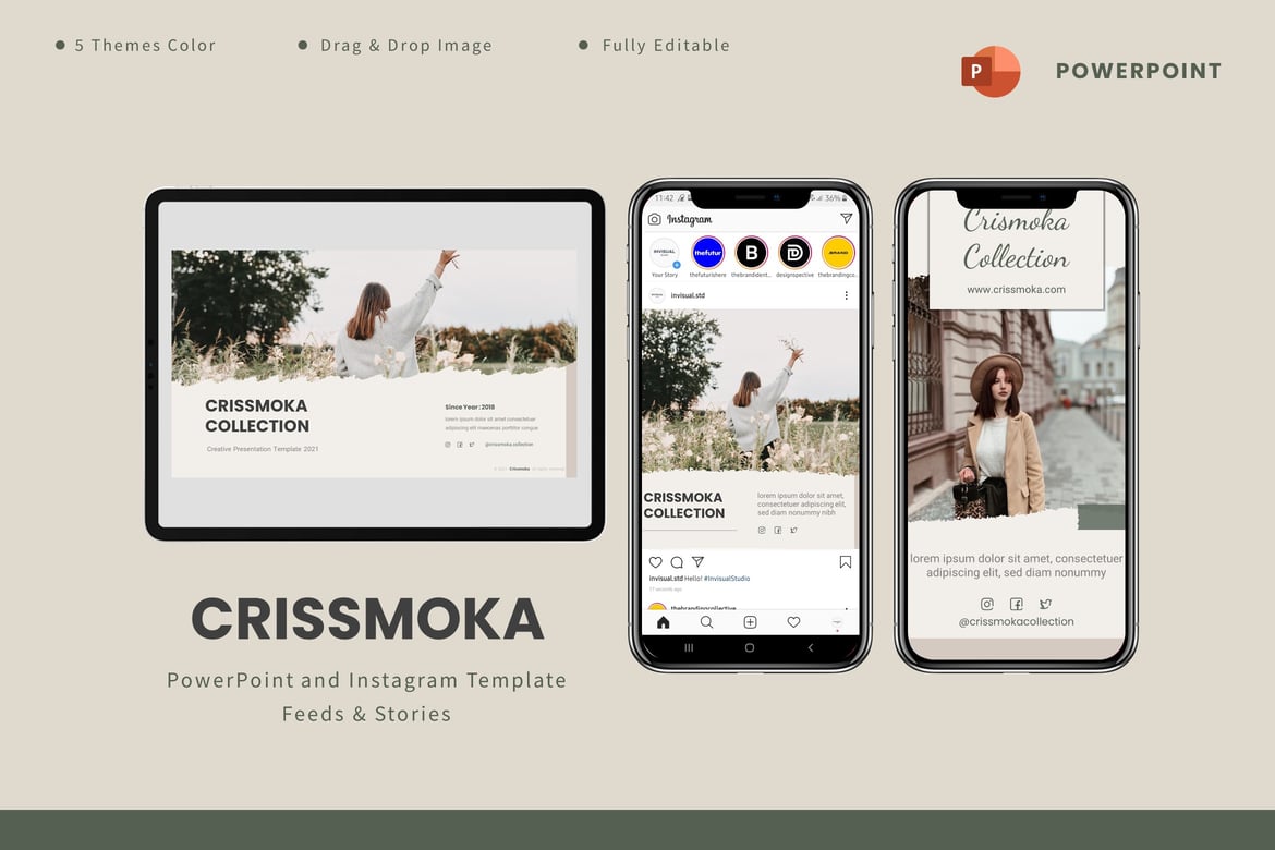 Template PowerPoint & Instagram Crismoka yang Modern dan Kreatif