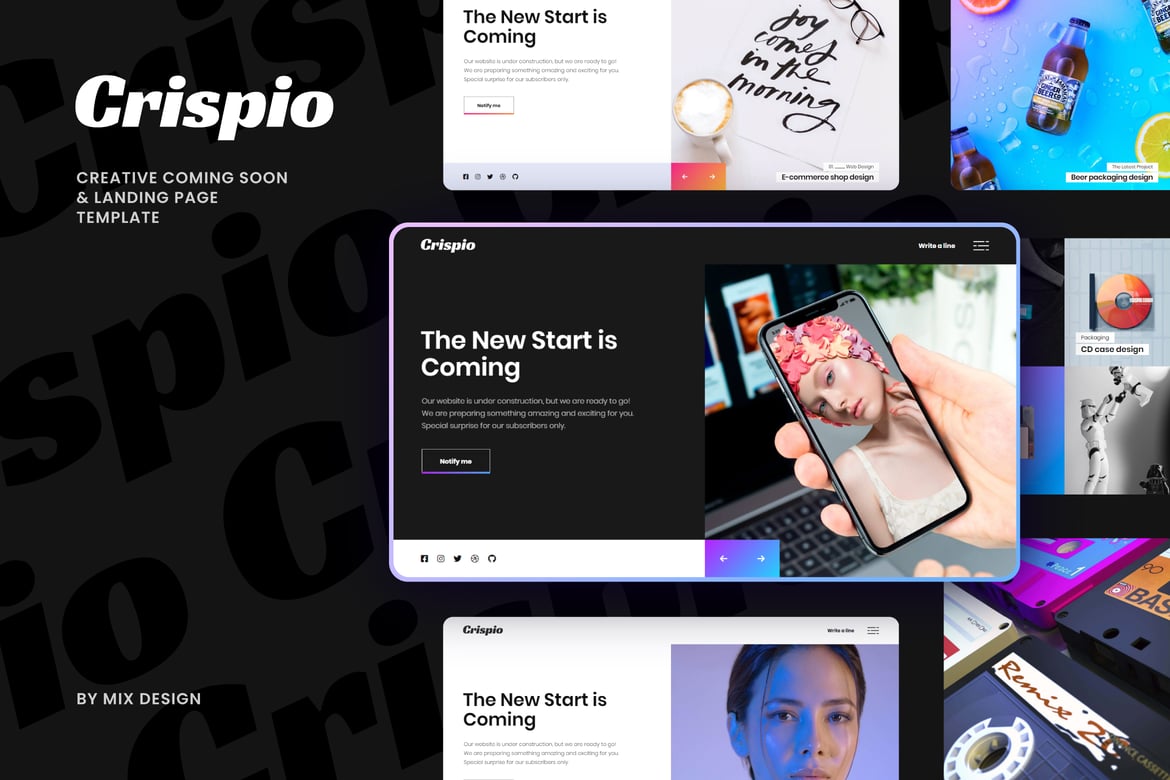 Crispio - Template Website Halaman Coming Soon dan Landing Page yang Menarik