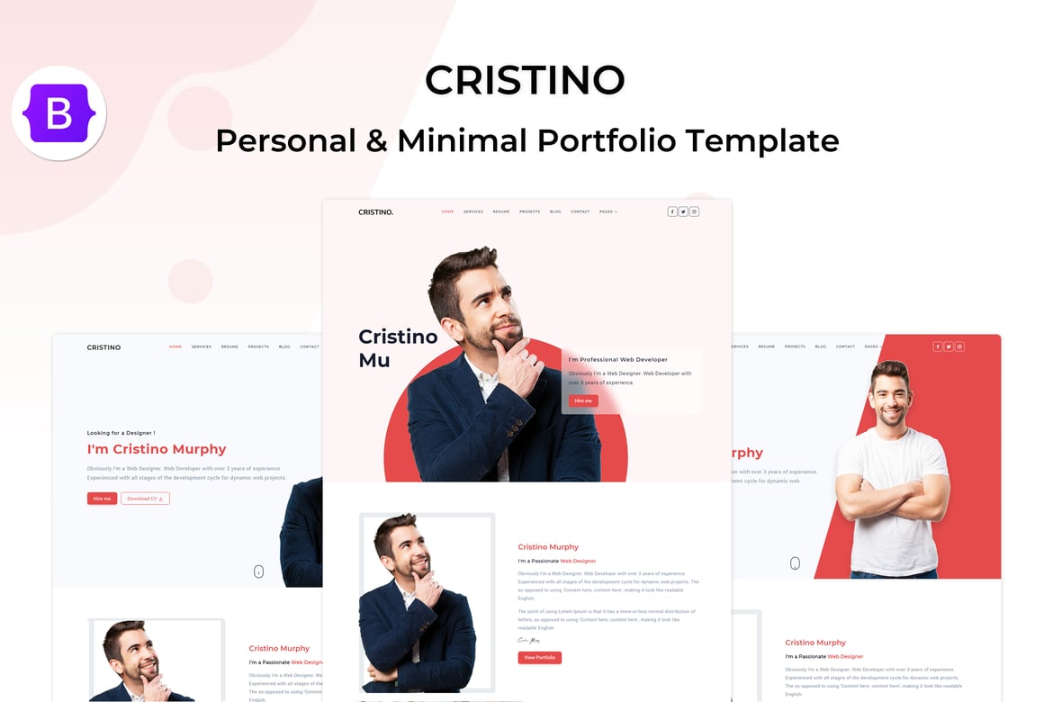 Cristino - Template Website Portofolio Pribadi dengan Versi Gelap