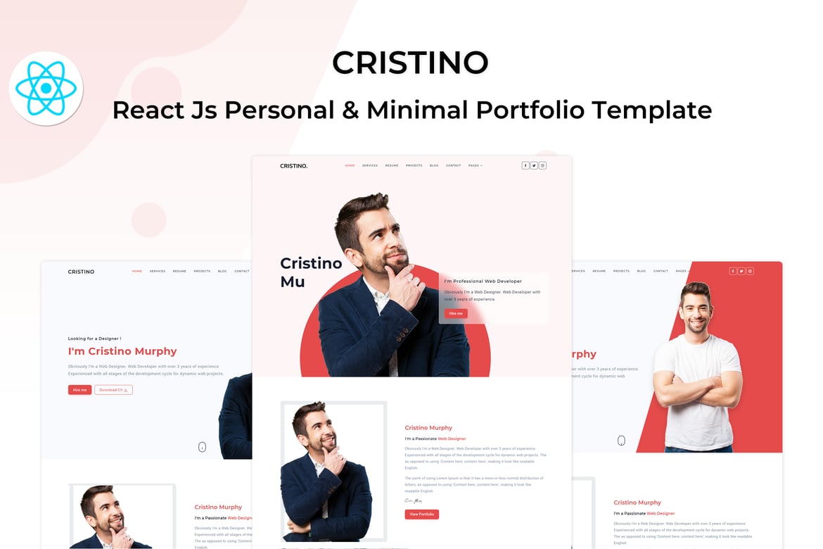 Cristino - Template Website Portfolio Pribadi Menggunakan React JS