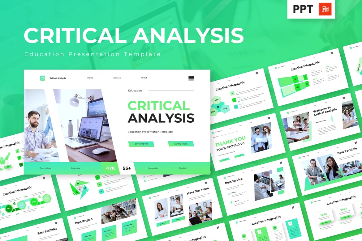 Template PowerPoint Analisis Kritis untuk Pendidikan yang Menarik