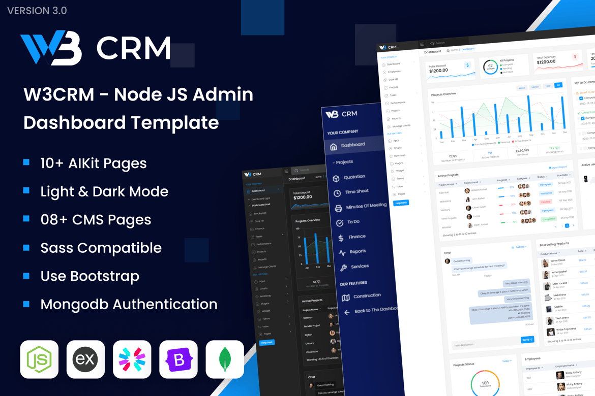 Template Website Dashboard Admin CRM - Node.js dan Bootstrap