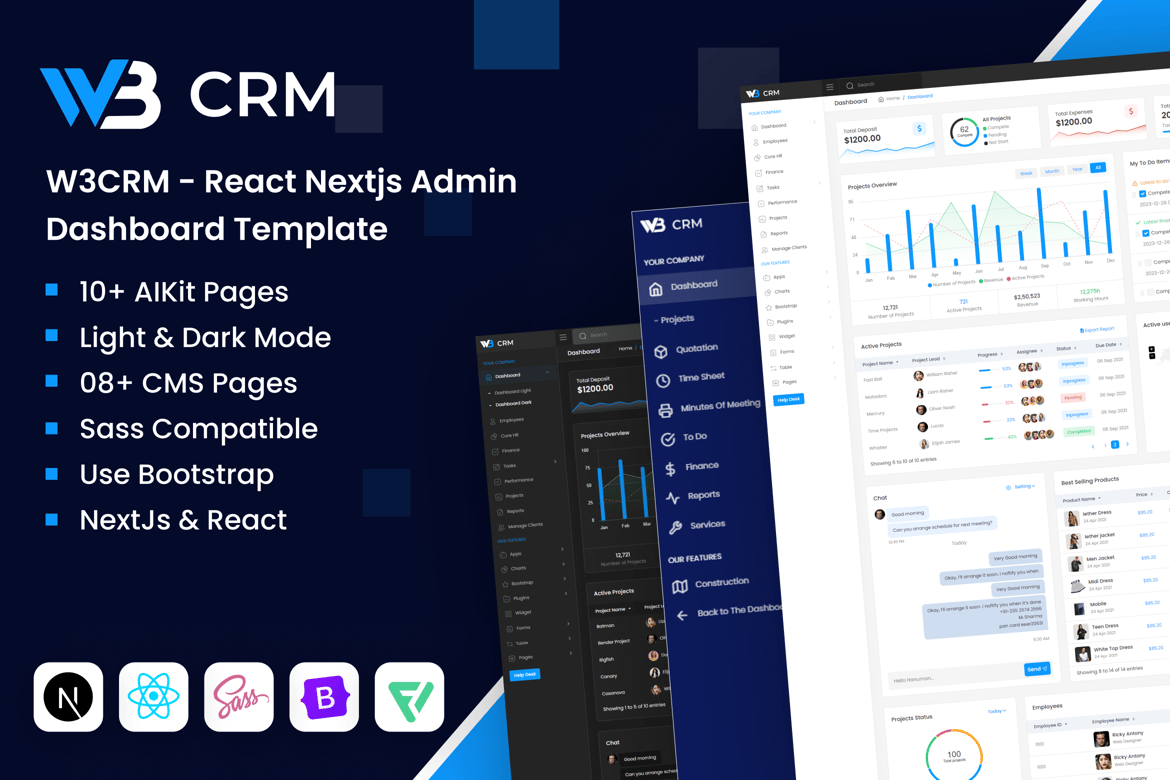 Template Website Dashboard Admin CRM - React Next.js Modern