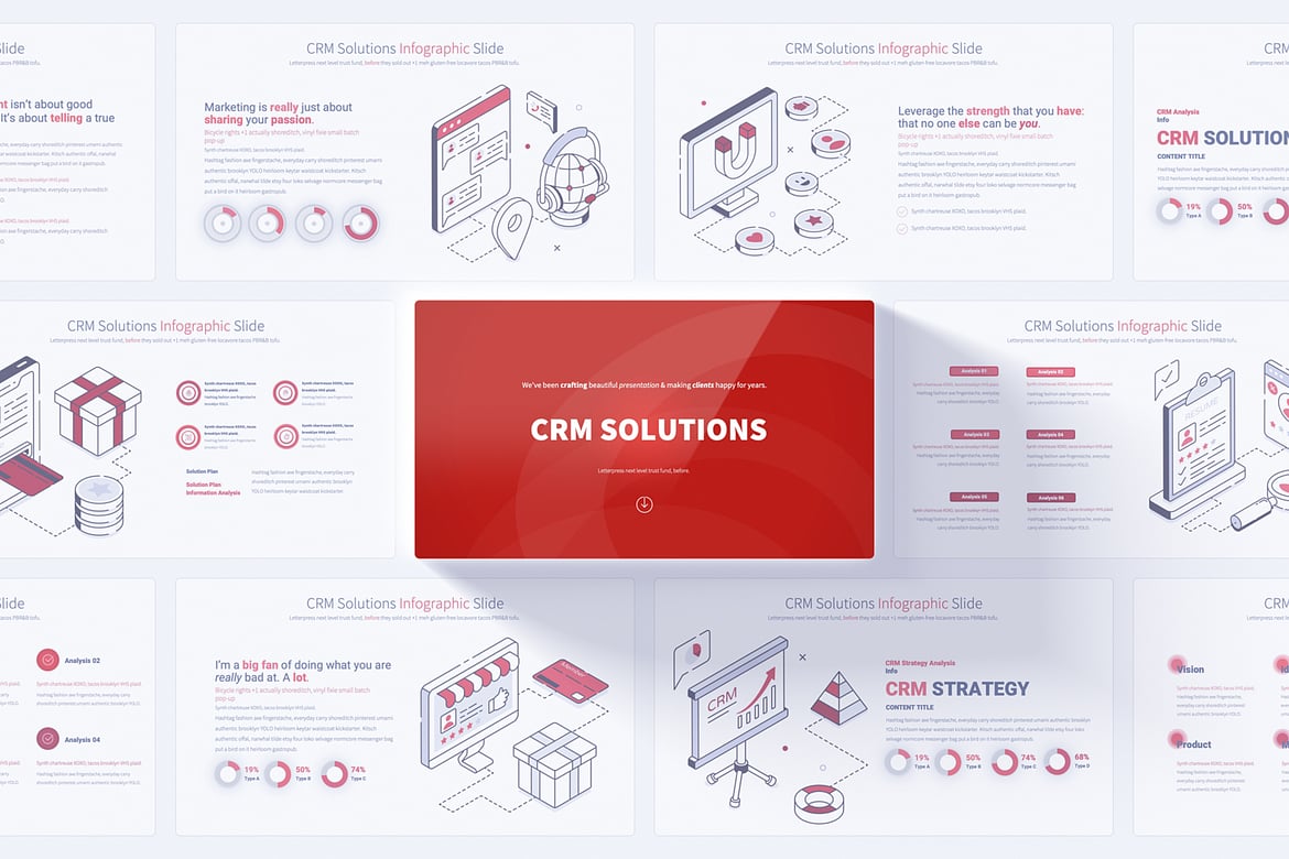 Template PowerPoint Solusi CRM - Infografis Menarik untuk Presentasi Anda