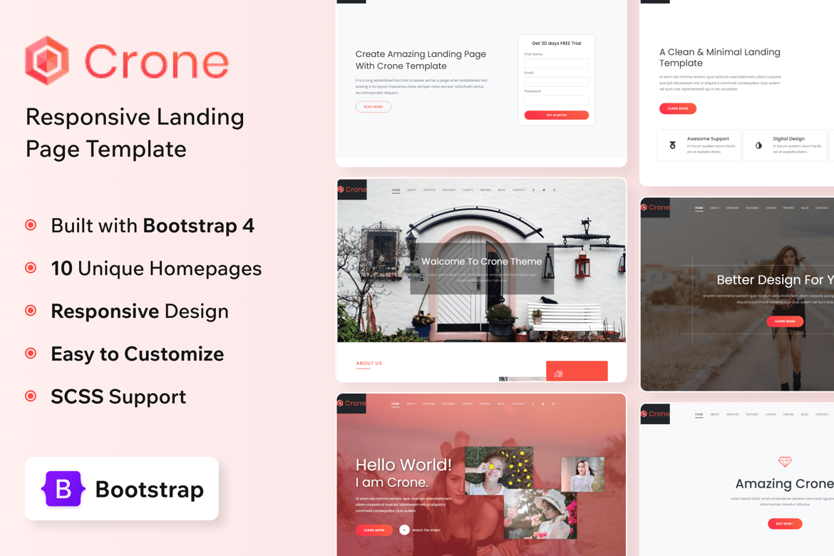 Template Website Landing Page Kreatif Crone yang Serbaguna