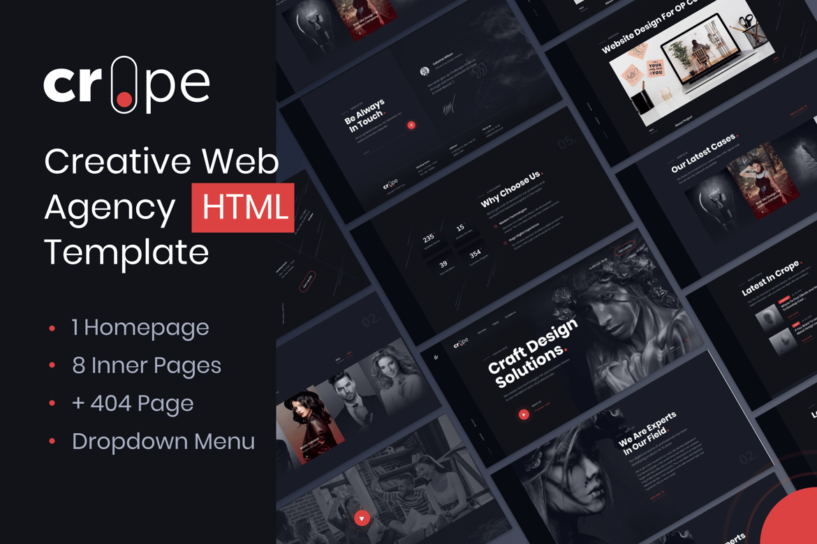 Crope - Template Website Kreatif untuk Agensi Digital