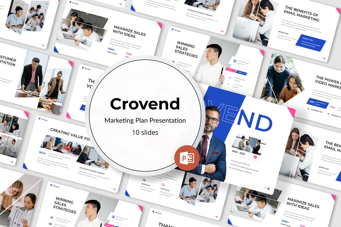 Crovend - Template PowerPoint Rencana Pemasaran yang Menarik
