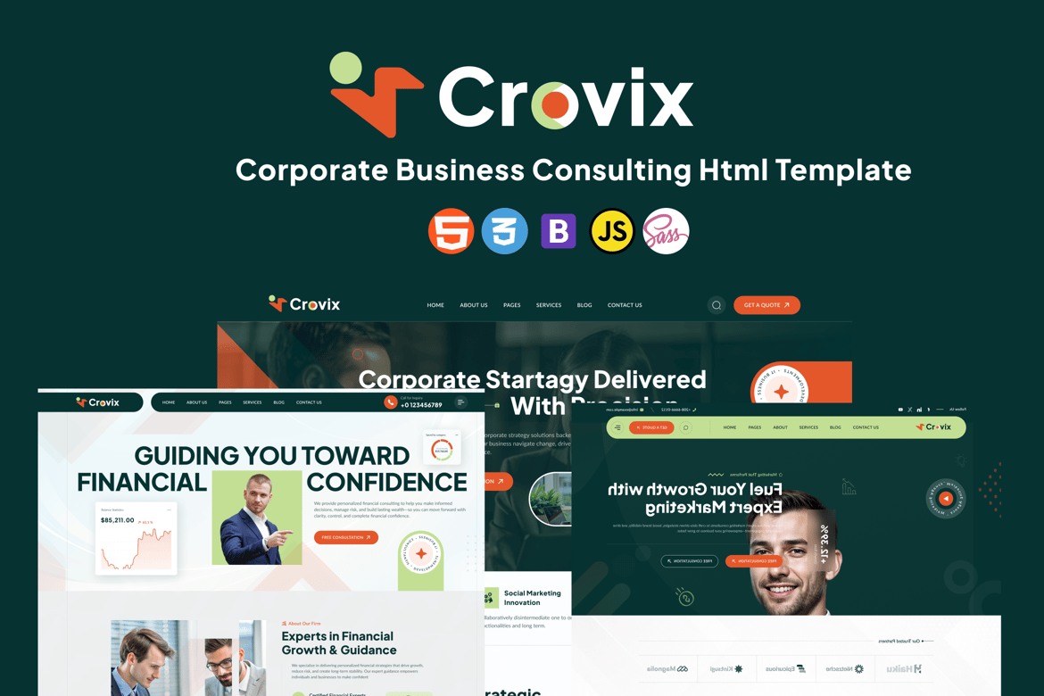 Crovix - Template Website Konsultasi Bisnis Modern dan Profesional