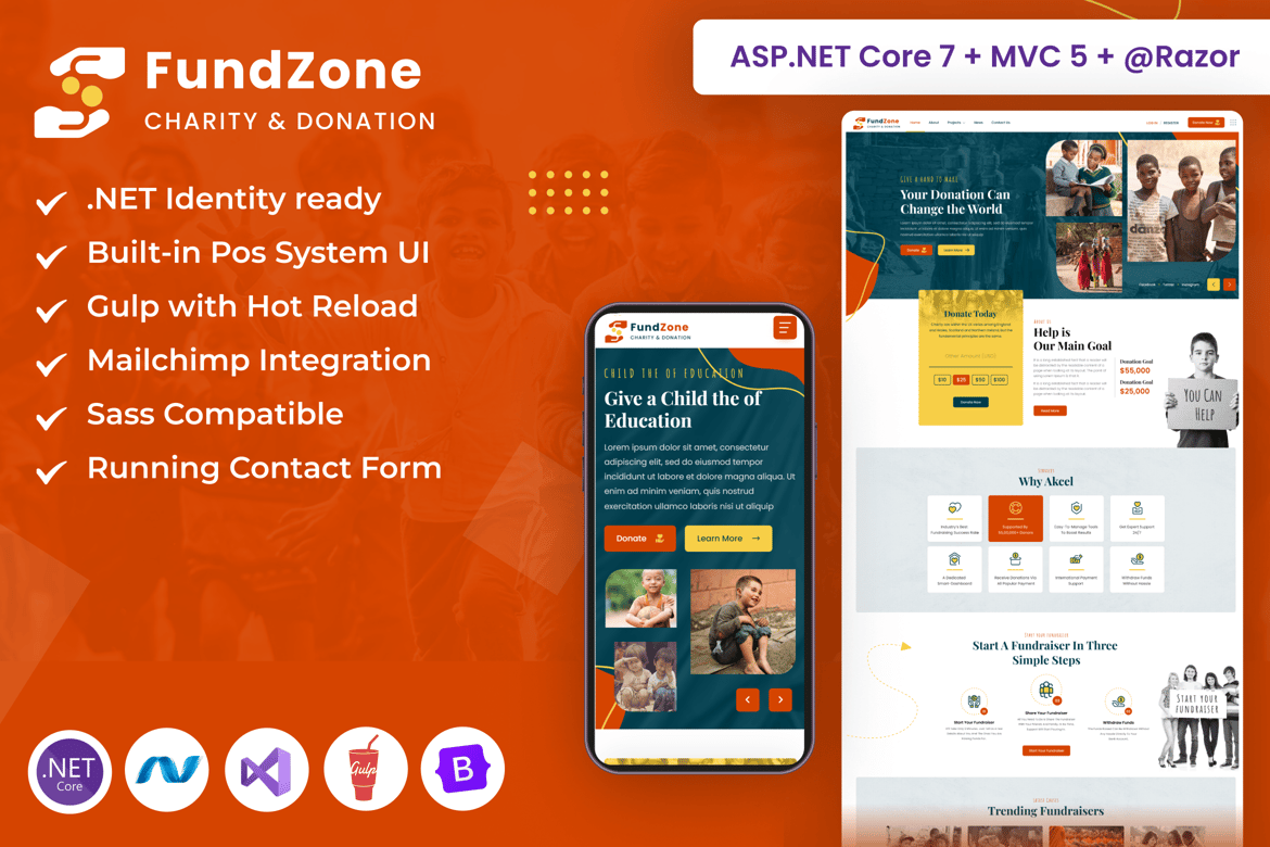 Template Website Crowdfunding & Amal ASP.NET Core MVC yang Profesional