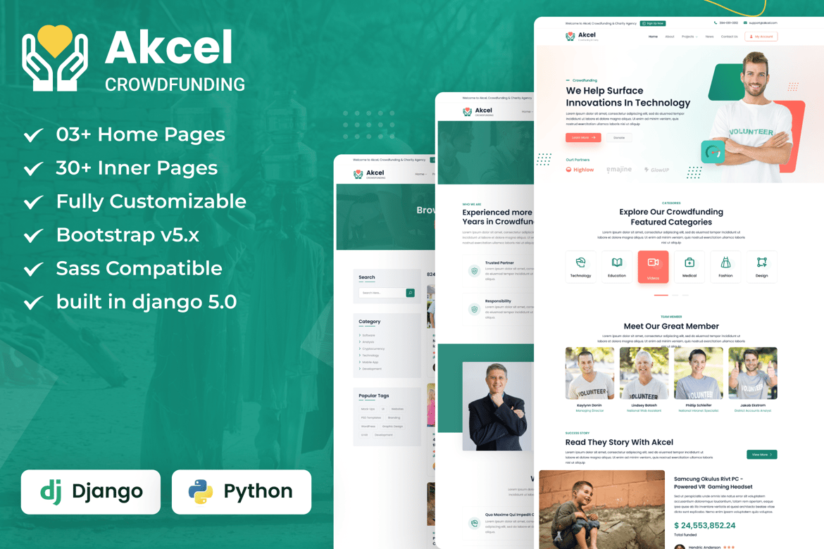 Template Website Crowdfunding & Amal yang Modern dan Responsif