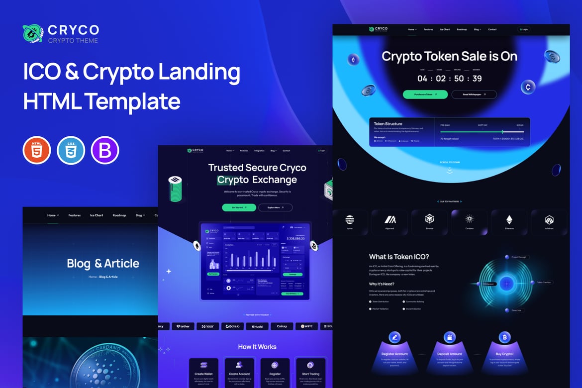 Cryco - Template Website Landing Page ICO & Crypto yang Modern dan Responsif