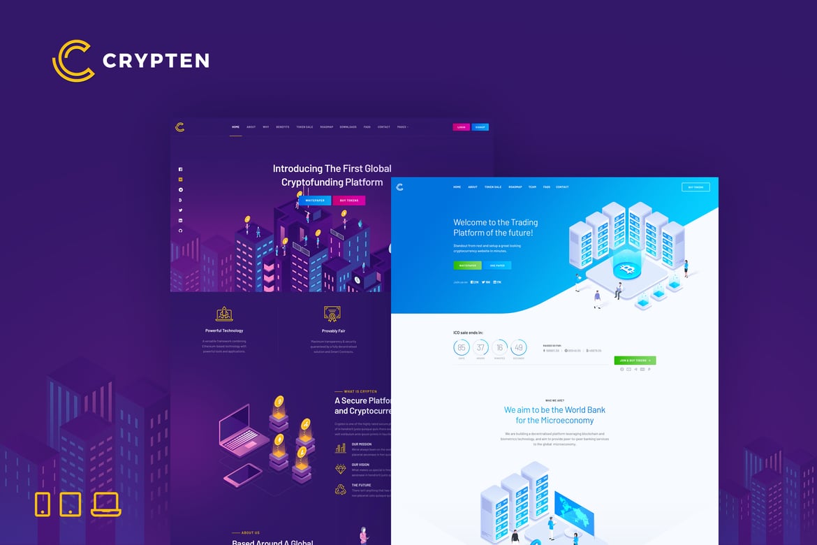 Crypten – Template Website Cryptocurrency & ICO Modern