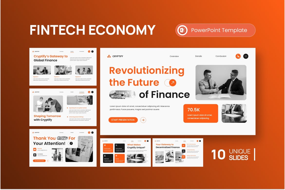 Template Presentasi PowerPoint Ekonomi Fintech Cryptify yang Mengesankan