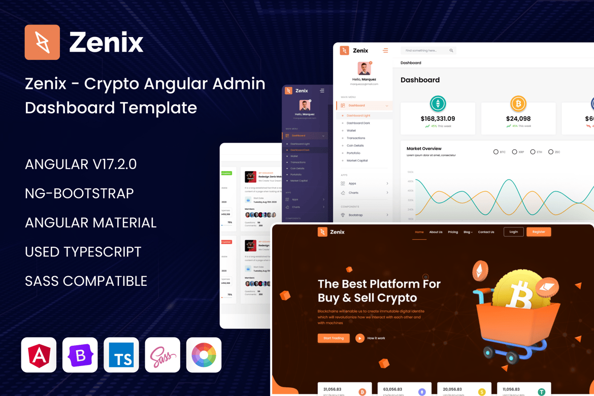 Template Dashboard Admin Crypto Angular yang Modern dan Responsif